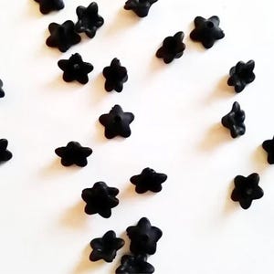 50 Black Acrylic Frosted Flower Spacer Beads 10mm x 4mm Jewelry Findings BAFFSB10-50D3