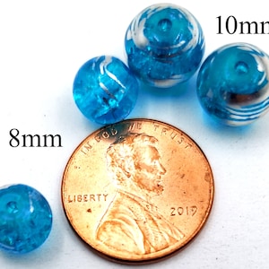 Turquoise with Silver Metallic Drawbench Glass Beads 8/10mm Jewelry Supplies TMDGB8&10MM-00-TDT5