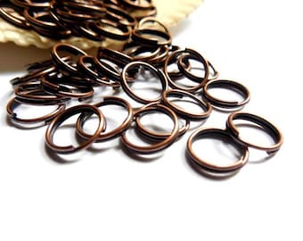 20/50 Antique Copper Double Loop Split Jump Rings 7mm Jewelry Findings - ACDLSJR7MM-00BD5-152