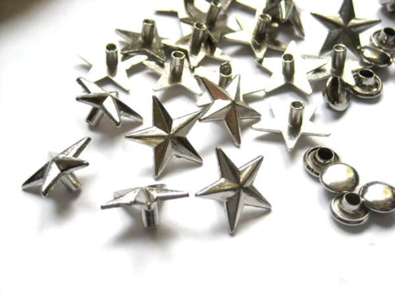 25 Star Rivet Studs Silver Tone Jewelry Supplies Etsy