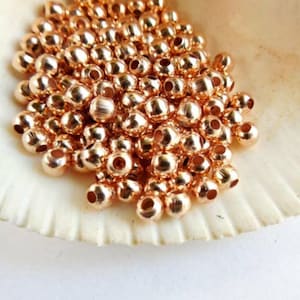 50/100 Rose Gold Spacer Round Beads 4mm Jewelry Supplies RGSRB4MM-00BD4-124