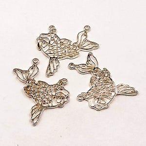 Origami Hollow Fish Pendant Gold Plated Silver Plated Jewelry Supplies Findings 30mm OHFPGS30MM-00BD2-50 image 3