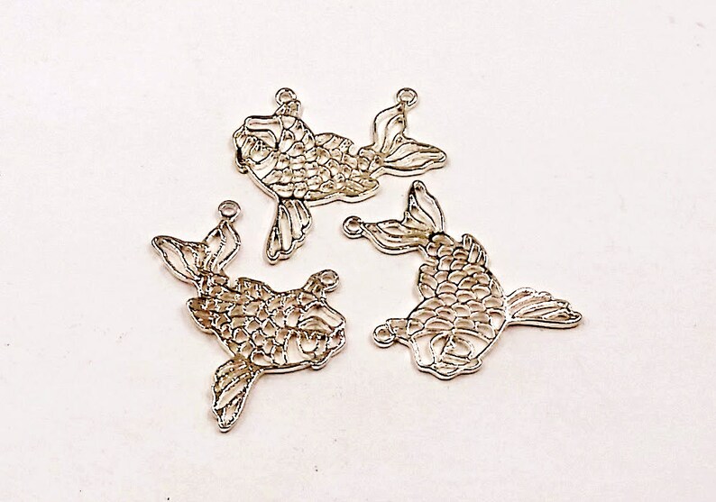 Origami Hollow Fish Pendant Gold Plated Silver Plated Jewelry Supplies Findings 30mm OHFPGS30MM-00BD2-50 image 3