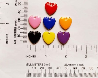 2 dijes de corazones de varios colores esmaltados, accesorios de joyería EACHC-2WD1