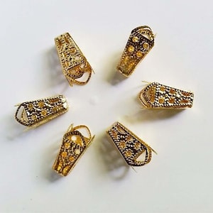 10 Gold Tone Filigree Bead Caps 17mm x 10mm Jewelry Findings GTFBC17MM-10D1