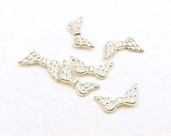 10 Silver Plated Angel Wing Spacer Charms Jewelry Supplies 19mm SPAWSBC19MM-10TC