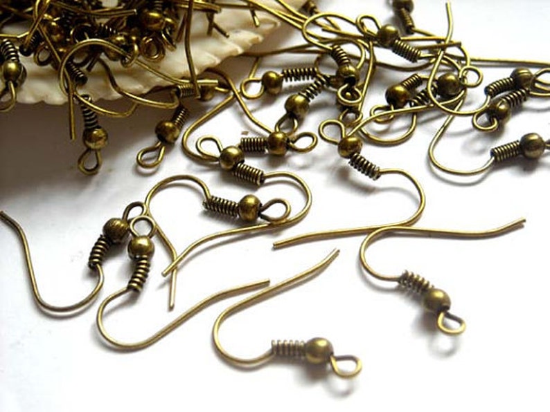 50 Antique Bronze Ear Wires Fish Hooks Jewelry Findings Etsy