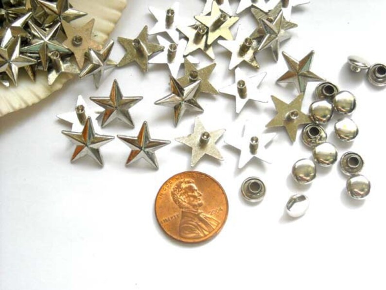 25 Star Rivet Studs Silver Tone Jewelry Supplies Etsy