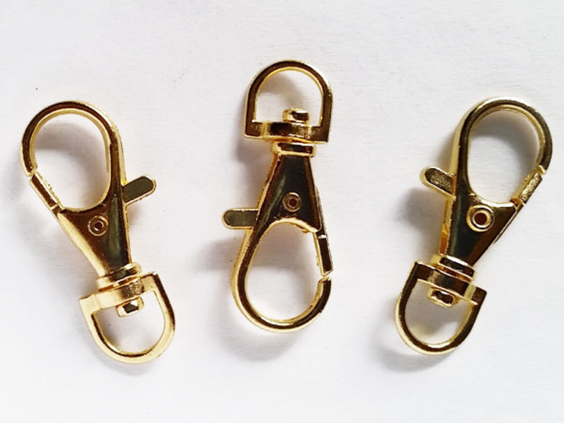 5 Gold Plated Lobster Clasp Swivel Key Ring 37mm X 16mm Etsy