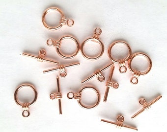 5 Rose Gold Plated Round Toggle Clasps Jewelry Supplies RGPRTC17MM-5FC