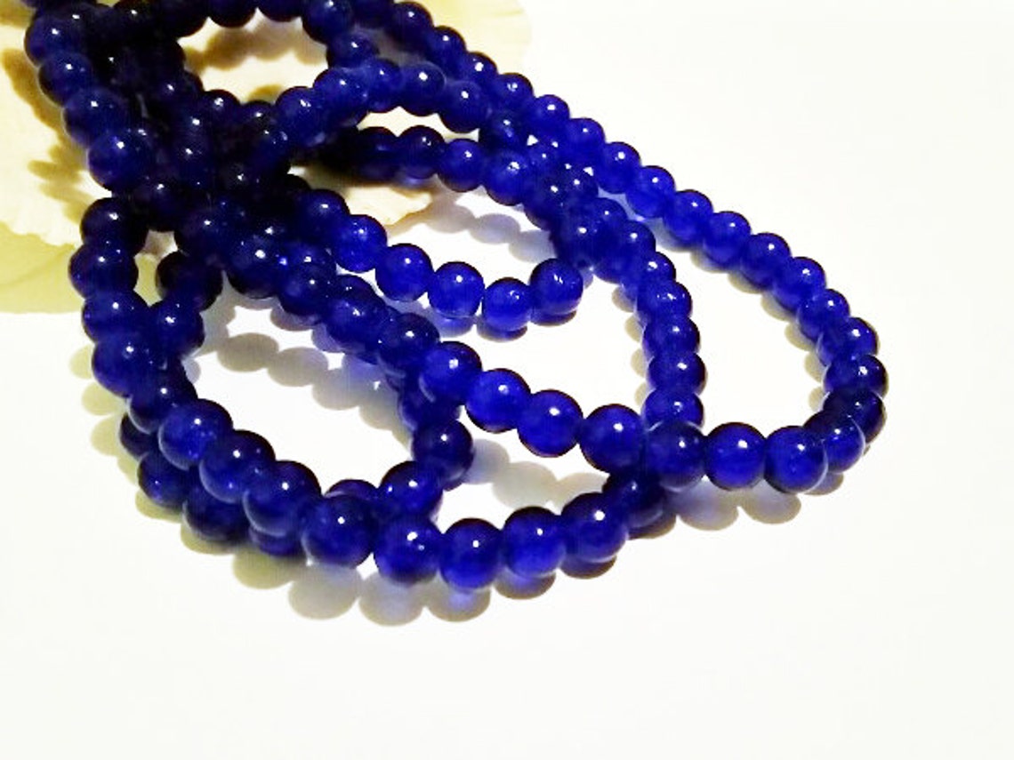 50 Dark Royal Blue Glass Crackle Beads 6mm Jewelry Supplies Etsy
