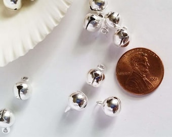 25/50/100 Silver Plated Jingle Bell Drop Charms 11mm x 8mm Jewelry Supplies Findings SPJBDC11M-00BD2-38-Bot