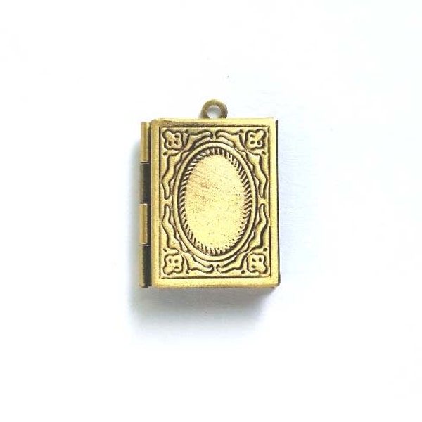 1 Antique Bronze Book Locket Charm Pendant ABBLCP-1WD3