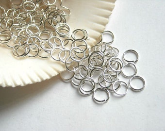 100 anillos de salto chapados en plata abiertos 6 mm hallazgos de joyería .7 mm SPOJR6MM-100BD5