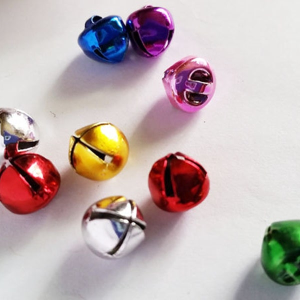 25/50/100 Jingle Bell Assorted Color Charms 8mm x 8mm Jewelry Supplies Findings JBACC8M-00BD2-40&BBSq