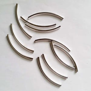 10 Silver Plated Spacer Curve Tube Beads 50mm x 3mm Jewelry Supplies SPSCTB50MM-10D2