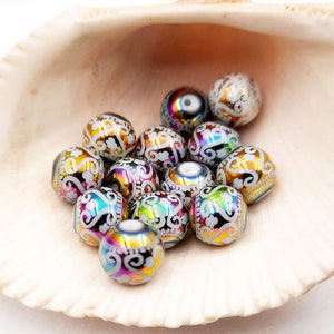 20 Electroplated Round Glass Beads Jewelry Supplies  ERGBJS10MM-20-0F5