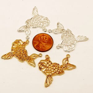 Origami Hollow Fish Pendant Gold Plated Silver Plated Jewelry Supplies Findings 30mm OHFPGS30MM-00BD2-50 image 7