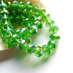 30 Emerald Green Glass Faceted Rondelle AB Beads 8mm Jewelry Supplies EGGFRB8MM-30BD1-26