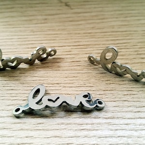 5 Stainless Steel Love Connectors 29mm x 11mm Jewelry Supplies Findings SSLOVE29MM-1OF5