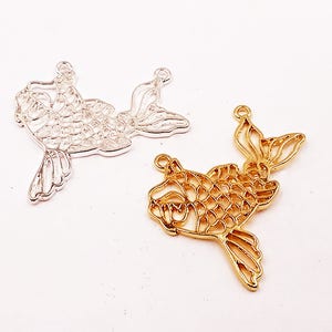Origami Hollow Fish Pendant Gold Plated Silver Plated Jewelry Supplies Findings 30mm OHFPGS30MM-00BD2-50 image 5