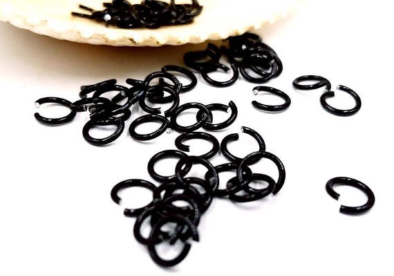 25 Black Anodized Aluminum Open Jump Rings 5/32" (3.9mm) Jewelry Findings BAAOJR5/32-25BD4-109