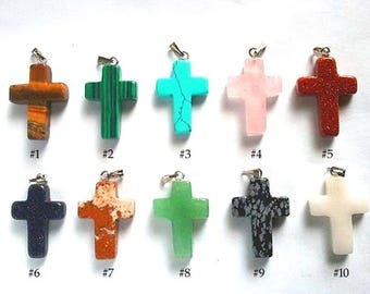 1 Gemstone Pendant Cross Jewelry Findings Supplies GSPC-1WD4-L