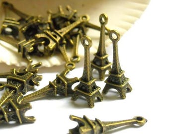 10 Antique Bronze Eiffel Tower Jewelry Findings Charms ABET24MM-10CC