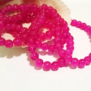 50 Fuchsia Glass Crackle Beads 6mm Jewelry Supplies FGCB6-50BD1-18