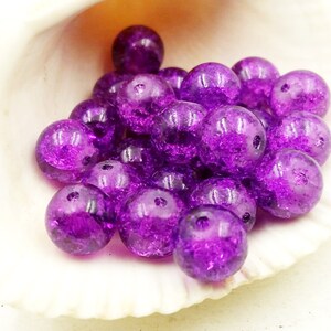 25 Lila Runde Crackle Perlen Schmuckzubehör 10MM PRCB10MM-25ORNG-2
