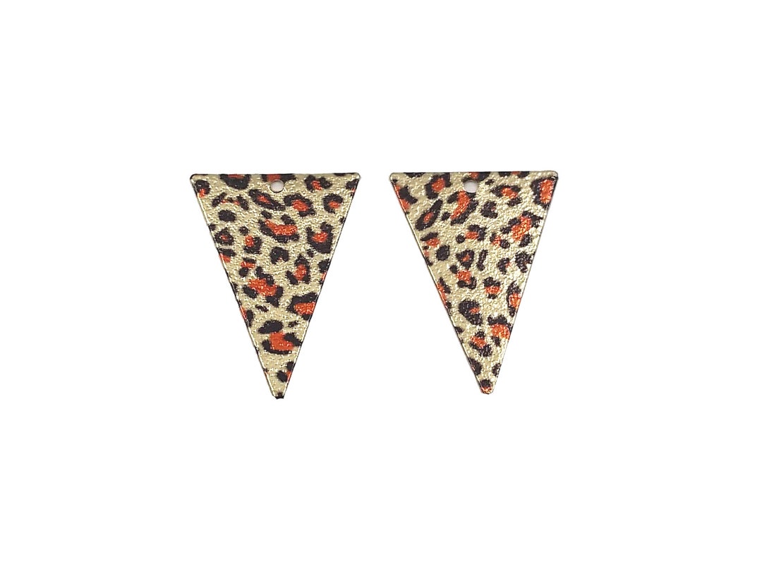2 (1 Pair) Triangle Leopard Print Sparkledust Charms 25mm X 18mm ...