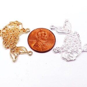 Origami Hollow Fish Pendant Gold Plated Silver Plated Jewelry Supplies Findings 30mm OHFPGS30MM-00BD2-50 image 6