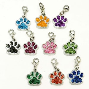 Dog or Cat Paw Print Charms for Dog Collars DCPPCDC31MM-BD8-263