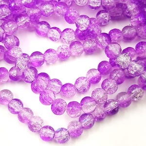 1 Purple Strand Glass Crackle Beads 6mm Jewelry Supplies PSGCB6MM-StrandTD1-4