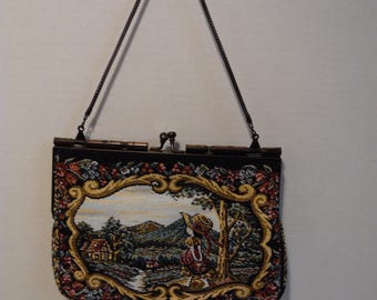 Cartera/bolso de mano vintage con diseño de tapiz, fabricado en Hong Kong
