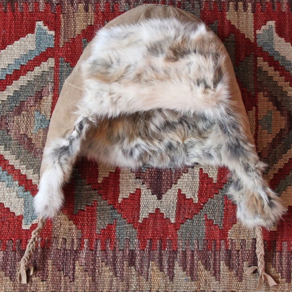 Gorgeous Rabbit Fur and Suede Hat-Beige