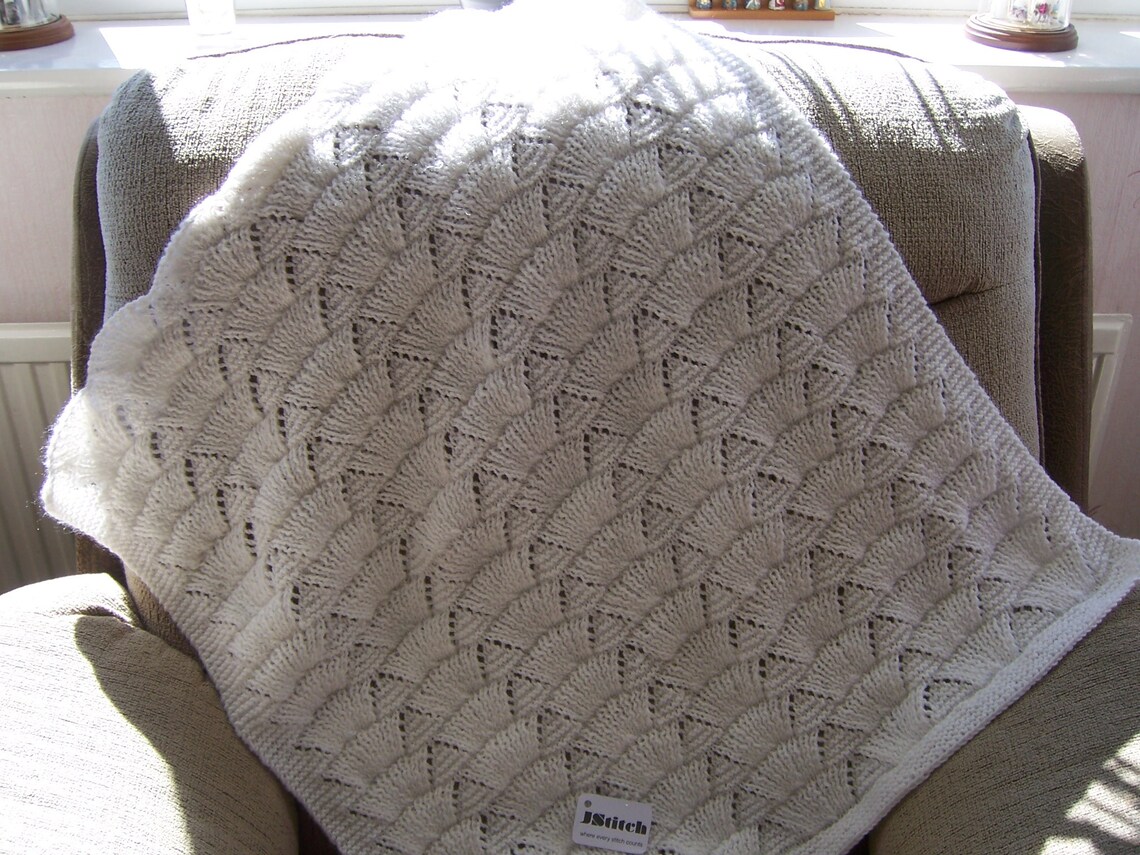 Knitted Blanket, Baby Blanket, Hand Knitted Baby Blanket, Reversible Baby Blanket, Hand Made