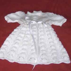 Christening Dress, Hand Knitted Christening Dress, Short Christening Gown, Baptismal Dress, Hand Knitted Baptismal Dress, Short Baptismal