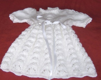 Christening Dress, Hand Knitted Christening Dress, Short Christening Gown, Baptismal Dress, Hand Knitted Baptismal Dress, Short Baptismal