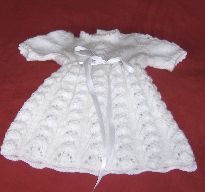 Christening Dress, Hand Knitted Christening Dress, Short Christening