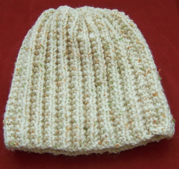 secret soft rib beanie - white Knitted Hat, Ladies Hat, Hand