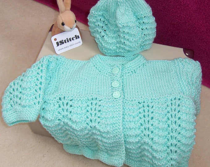 Knitted Baby Cardigan Knitted Matching Set Hand Knitted Etsy UK