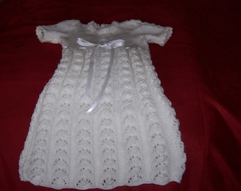 Christening Gown, Hand Knitted Christening Gown, Christening Robe, Baptismal Robe, Baptismal Gown, Hand Knitted Christening Robe, Hand Knit