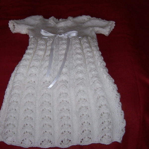 Christening Gown, Hand Knitted Christening Gown, Christening Robe, Baptismal Robe, Baptismal Gown, Hand Knitted Christening Robe, Hand Knit