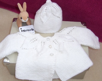 Hand Knitted Baby Cardigan, Knitted Cardigan, Knitted Baby Clothes,Knitted Baby Top, Knitted Baby Hat, Newborn Gift, Baby Shower,