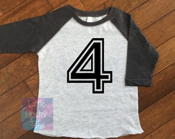 4th Birthday Shirt | 4 Shirt | Boys Birthday Raglan | Girls 4th Birthday Shirt | 4th Birthday Party | Four Shirt | 4th Birthday Baseball Tee