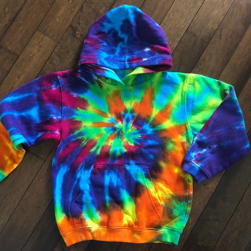youth tie dye hoodie sweatshirt kids size tie dyed hooded sweater 