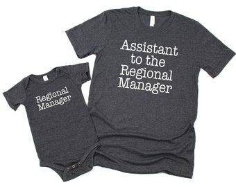 Assistant to the Regional Manager Shirt and Regional Manager Bodysuit | New Dad Gift | Matching Father Son Outfit | Father's Day