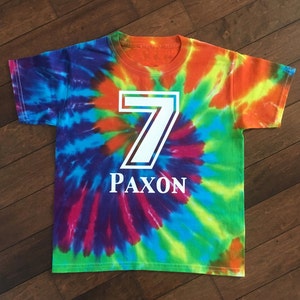 Kids Tie Dye Shirt | Number Shirt | Birthday Number Shirt | Personalized Birthday Shirt | 7th Birthday Shirt | Boys Tie Dye | Girls Tie Dye