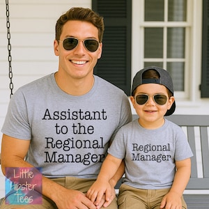 Assistant to the Regional Manager Shirt and Regional Manager Bodysuit | New Dad Gift | Father&#39;s Day | Daddy and Baby Matching Shirt Set